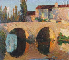 Henri MARTIN  (Toulouse 1860 - L a Bastide du Vert 1943)-Le pont à Labastide du Vert-img1