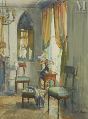 Louis Agricol MONTAGNE (Avignon 1879 - Paris 1960)-Le salon à Pontmartin-img1
