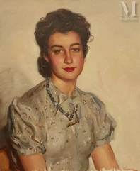 José CRUZ - HERRERA (Cadix 1890 - Casablanca 1972 )-Portrait de femme-img1