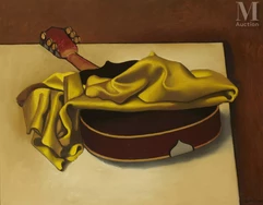Georges ROHNER (Paris 1913 - Lannion 2000)-Guitare à la draperie jaune-img1