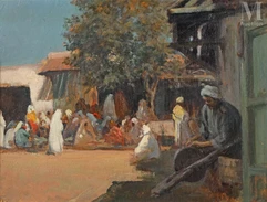Edouard BRINDEAU de JARNY  (1867-1943)-Marché aux grains à Rabat-img1