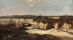 Gabriel - Alexandre DECAMPS (Paris 1803- Fontainebleau 1860)-Falaises en bord de mer-img1