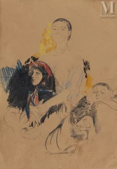 Philippe MALIAVINE (Orenburg 1869 - Nice 1940)-Etudes de têtes de femmes-img1