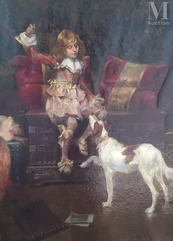 José MIRALLES DARMANIN (1850 - 1900)-Jeune garcon et son chien-img1