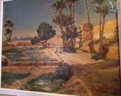 G. MONAT  (Actif au XX ème siècle )-Marrakech, les remparts à Bab Doukkal-img1