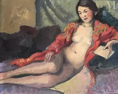Ludovic RODO-PISSARRO (Paris 1878 - 1952)-Nu à la lecture-img1