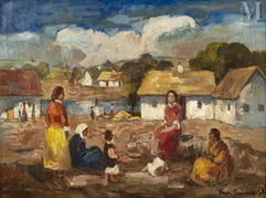 Béla Ivanyi GRUNWALD (Som 1867- Budapest 1940)-Paysage animé-img1