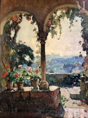 Louis Agricol MONTAGNE (Avignon 1879 - Paris 1960)-la terrasse et la vue sur Avignon et-img1