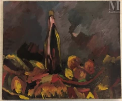 Jacques ENDZEL (Né en 1927)-Composition à la bouteille et aux pommes-img1