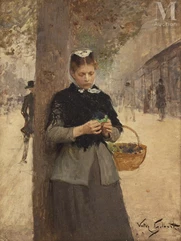 Victor GILBERT (Paris 1847 - 1933)-La marchande de violettes-img1
