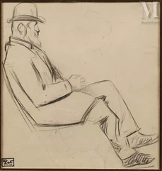 Fernand PIET (Paris 1869 - 1942)-Personnage barbu assis-img1