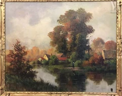 Fernand WEIL (1894 - 1958)-Maisons en bord de rivière-img1