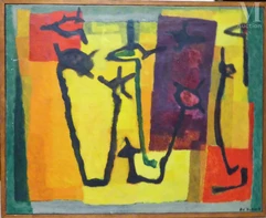 Bernard DUFOUR (né en 1922 )-Les fleurs dans le verger, 1949-img1