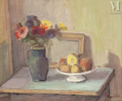 Ossip LUBITCH (Grodno 1896-Paris 1990)-Nature morte au bouquet de fleurs-img1