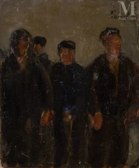 Adolphe PETERELLE (Genève 1874 - Paris 1947)-Les travailleurs de Couriot, étude pour l’Ecole des Mines de Saint Étienne, circa 1940-img1