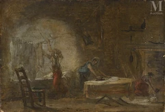 *Ecole FRANÇAISE vers 1780, entourage d’Hubert ROBERT-Les repasseuses-img1
