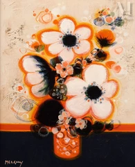 Frederic MENGUY (1927-2007)-Bouquet de fleurs au vase rouge-img1