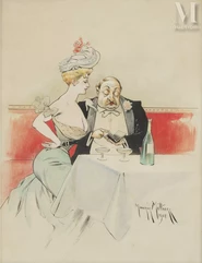 Maurice MILLIERE (1871 - 1946)-Au restaurant, 1901-img1