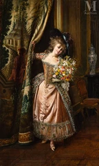 François BRUNERY (Turin 1849- Aix les Bains 1926)-Elegant with a bouquet-img1