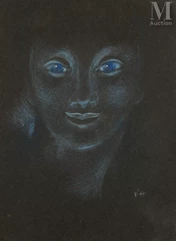 Valentine HUGO (Boulogne 1887- Paris 1968)-Portrait  de jeune femme-img1