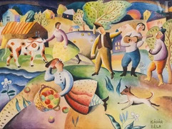 Bela KADAR (Budapest 1877-1956)-Farmers' festival-img1