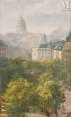 SLOMSZYNSKA Olga dite Olga SLOM (Switzerland 1881- France 1941)-View of Paris, the Pantheon-img1