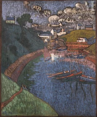Emile JOURDAN (Vannes 1860 - Quimperle 1931)-Le port de Brigneau, 1915-img1