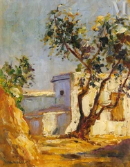 Albert HOREL ( Aubevoye 1876 - Paris 1964 )-Paysage à la maison (recto) Rue de la Casbah (verso)-img1