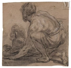 Attributed to Jean-Baptiste DESHAYES (Rouen 1729 -Paris 1765)-Vulcan's assistant presenting Aeneas' arms-img1