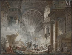 École française du XIXème siècle-Lavandières dans les ruines d’après Hubert Robert-img1