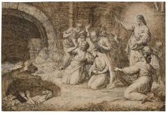 Attributed to Francesco CASTIGLIONE (Genoa 1641 -1716)-The resurrection of Lazarus-img1