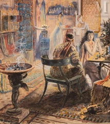 Georges Antoine ROCHEGROSSE (Versailles 1859 - Albiar, Algérie 1938)-Scène d'intérieur-img1