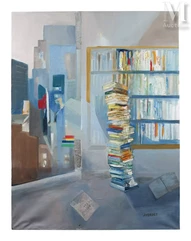 Jacqueline VERDET (1931-2023)-The stack of books-img1