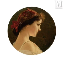 Václav BROžIK (Třemošná 1851- Paris 1901)-Portrait of the artist's daughter, Miss Olga de Brozik-img1