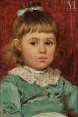 Václav BROžIK (Třemošná 1851- Paris 1901)-Portrait of Olga de Brožik as a child-img1