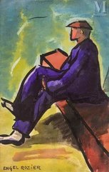 Ernest ENGEL  PAK (Spa 1885 - Valabre  1965)-Personnage assis-img1