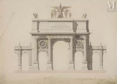 One lot: Lucien Dieudonné BESSIÈRES (1829-1918)-Project for a triumphal arch "To Freedom-img1