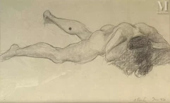 Odilon ROCHE (Châteauneuf-sur-Loire 1868 - Six-Fours 1947)-Femme nue allongée sur le ventre-img1