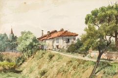 Hyacinthe ALCHIMOWICZ (1841 Szczucin-1897 Vilnius)-Landscape towards Perpignan-img1