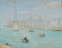 Alice HALICKA (Cracovie 1895 - Paris 1975)-Le vieux Port de Marseille et le pont transbordeur-img1