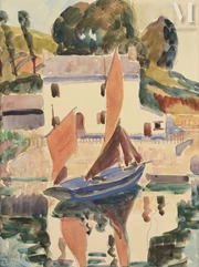 Ludovic RODO-  PISSARRO (Paris 1878 - 1952)-Voilier au port-img1