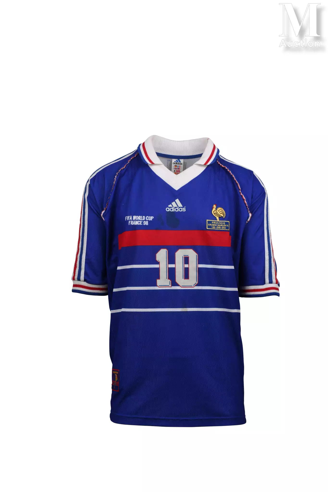 Zinedine Zidane a signé le maillot de football de France 1998. Cadre  Premium