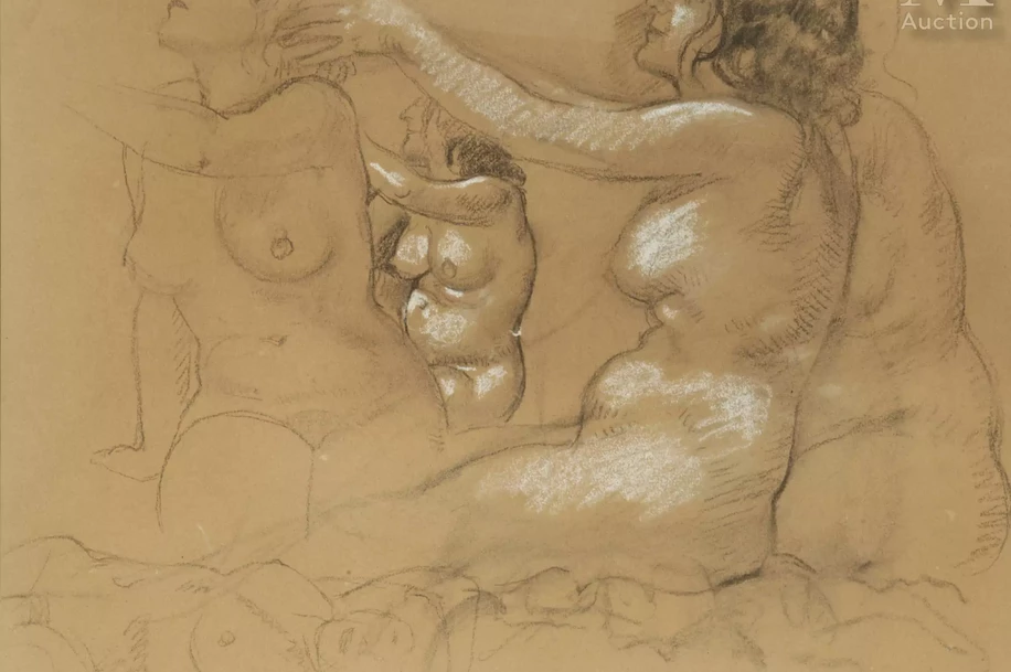 Maurice DENIS (Granville 1870 - Paris 1943)-Fille fleur, étude pour la décoration de la coupole du théâtre des Champs Elysées-img1