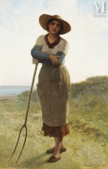 François Augustin FEYEN - PERIN (Bey sur Seille 1826 - Paris 1888)-La villageoise, ramasseuse de goemon-img1