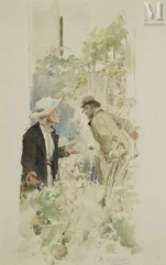 Antoine CALBET (Engayrac 1860 - Paris 1944)-Les messieurs au jardin-img1