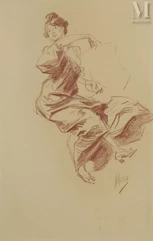 Jules CHERET (Paris 1836 - Nice 1932)-Femme assise-img1