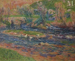 Henri MORET (Cherbourg 1856 - Paris 1913)-Le vieux pont sur l'Aven, 1899-img1