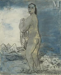 Zygmunt DOBRZYCKI (Oleskin 1896- Beauvallon 1970)-Jeune femme au bain-img1