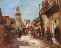 Gaston Lucien Marie BLONDEAU  (Actif au XIXème - Xxème siècle)-Rues des balcons à Sfax-img1