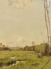 Jules CHERET  (Paris 1836- Nice 1932)-Jeune femme dans un paysage-img1